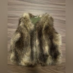 GAP Kids Faux Fur Vest - Brown and Tan size 12-18M